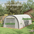 6 X 3(m) Polytunnel Greenhouse With Upgraded Structure, Mesh Door And Windows, 15 Plant Labels, White