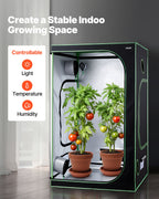 Growzelt 120x120x200 Cm Growbox 600D Hochreflektierendes Mylar Indoor-Pflanzenzelt Mit Beobachtungsfenster Bodenwanne & Reißverschluss
