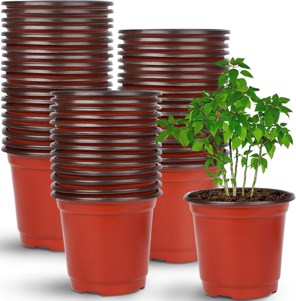 110 Pieces 10cm Plant Pots Nursery Pots Red Plastic Flower Pot