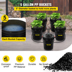 DWC Hydroponic System, 5 Gallon 5 Buckets, Deep Water Culture Growing Bucket, Hydroponics Grow Kit With Pump, Air Stone And Connected Reservoir, For Indoor/Outdoor Leafy Vegetables