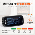 VEVOR Air Quality Monitor 9-IN-1, CO2, Temperature, Humidity, Formaldehyde TVOC AQI Tester, Professional PM2.5 PM10 PM1.0 Particle Counter For Indoor Outdoor, Air Quality Meter