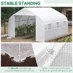 11.5' x 10' x 6.5' Walk-in Greenhouse, Tunnel Green House with Zippered Mesh Door and 6 Mesh Windows, Gardening Plant Hot House with Galvanized Steel Frame, White
