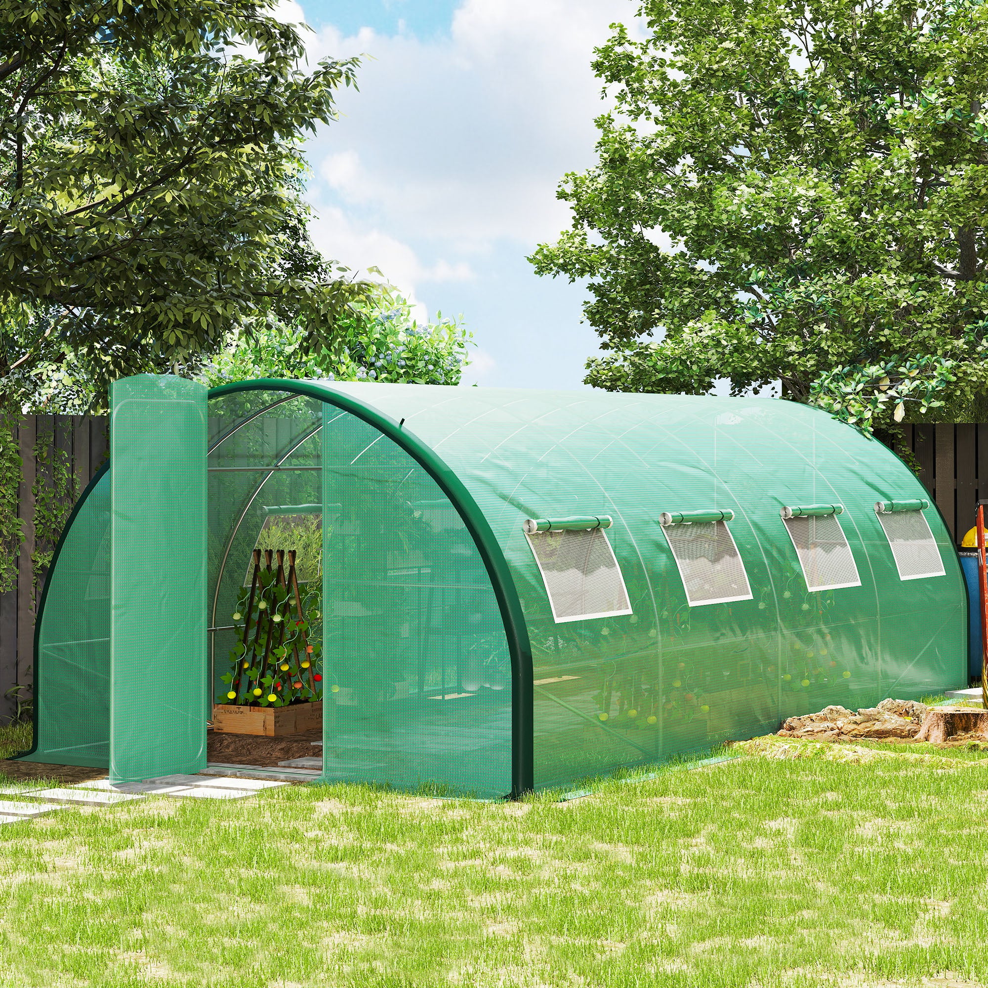 Tunnel Greenhouse Walk-in Plant Warm House With 2 Hinged Doors