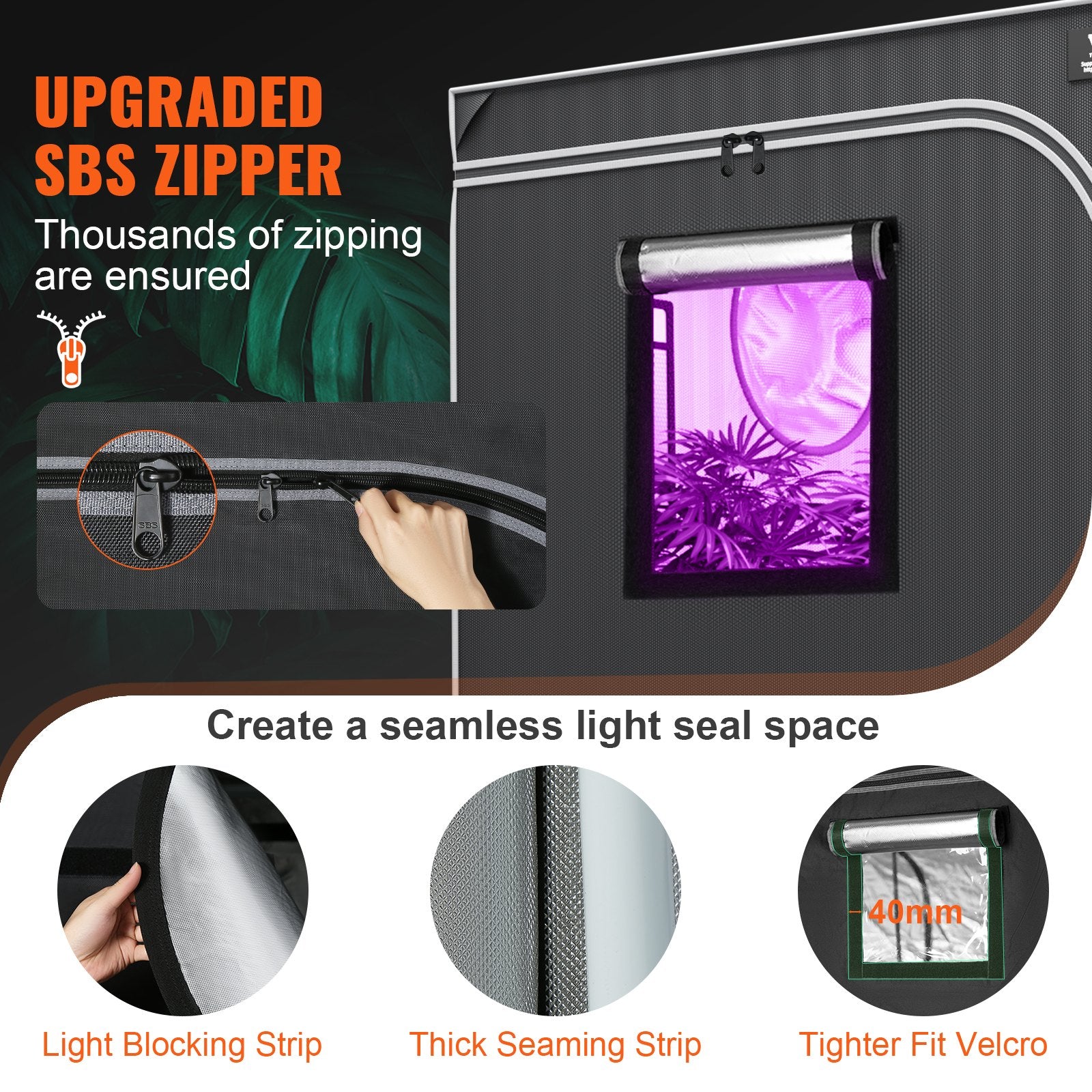 Grow-Zelt, 152,4 X 152,4 X 203,2 Cm, Indoor-Growzelt, Hydroponische Fenstertür-Ablage