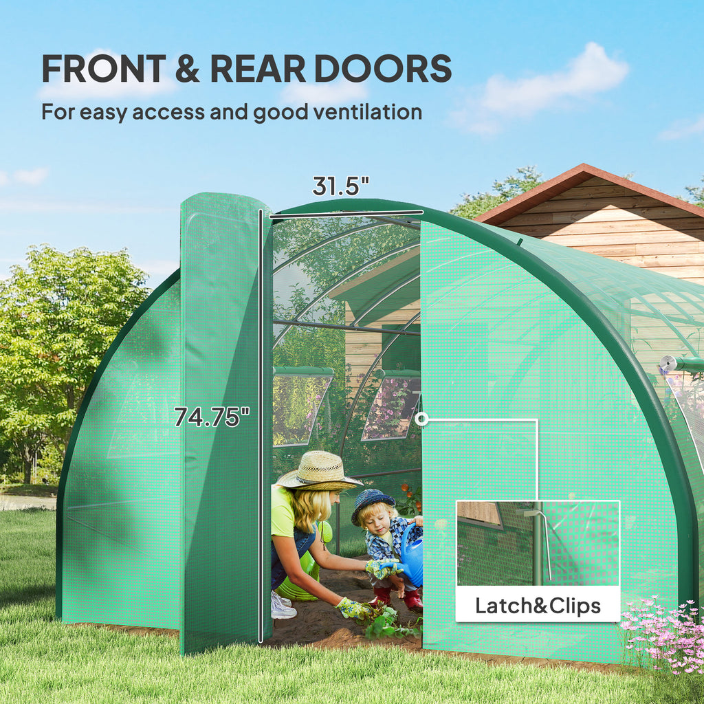 Tunnel Greenhouse Walk-in Plant Warm House With 2 Hinged Doors