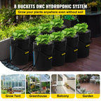 DWC Hydroponic System, 5 Gallon 8 Buckets, Deep Water Culture Growing Bucket, Hydroponics Grow Kit With Pump, Air Stone And Water Level Device, For Indoor Outdoor Leafy Vegetables