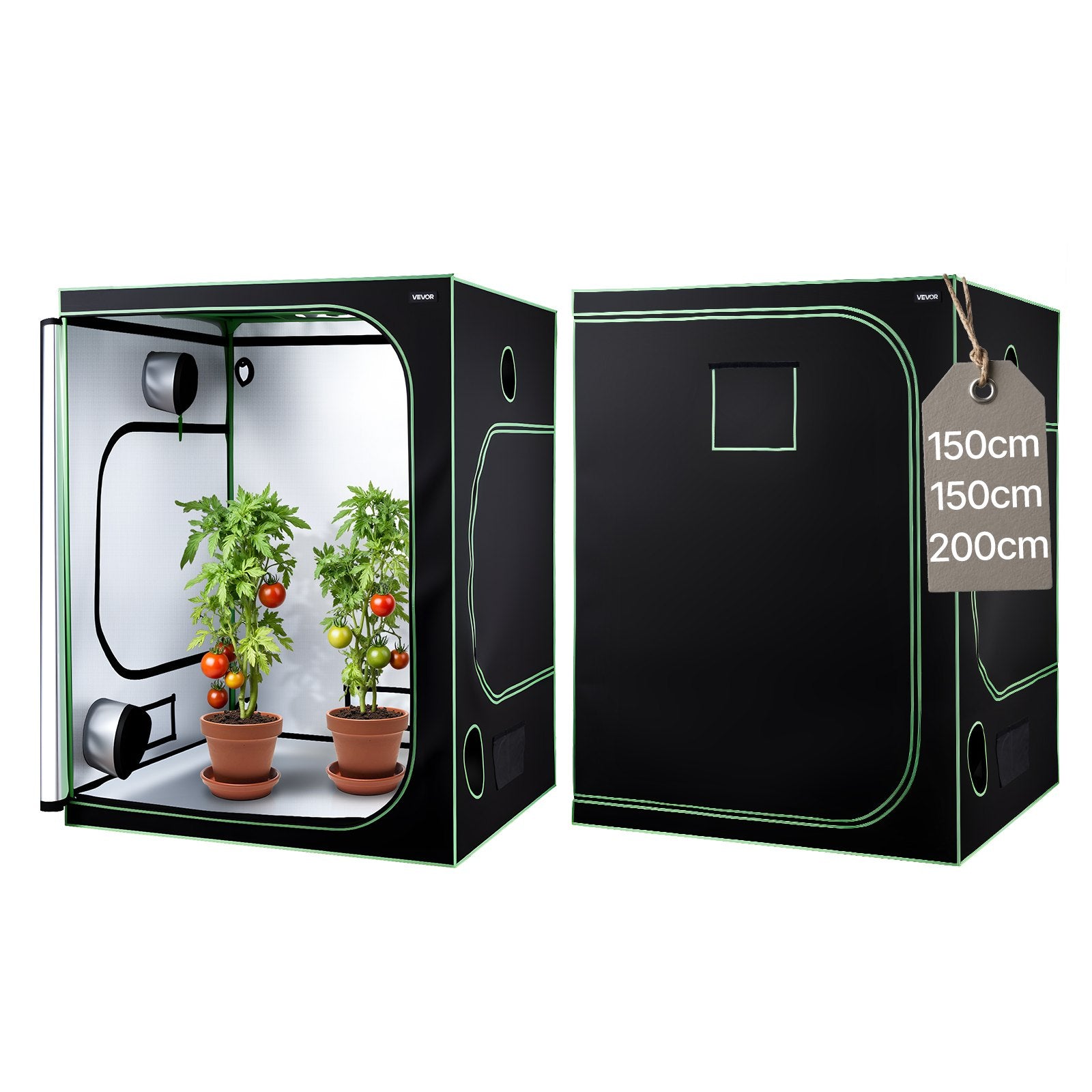 Growzelt 150x150x200 Cm Indoor-Pflanzenzelt Mit Vollspektrum-LED-Zuchtlicht & Belüftungssystem Growbox 600D Hochreflektierendes Mylar Zuchtzelte