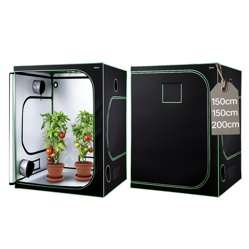 Growzelt 150x150x200 Cm Indoor-Pflanzenzelt Mit Vollspektrum-LED-Zuchtlicht & Belüftungssystem Growbox 600D Hochreflektierendes Mylar Zuchtzelte