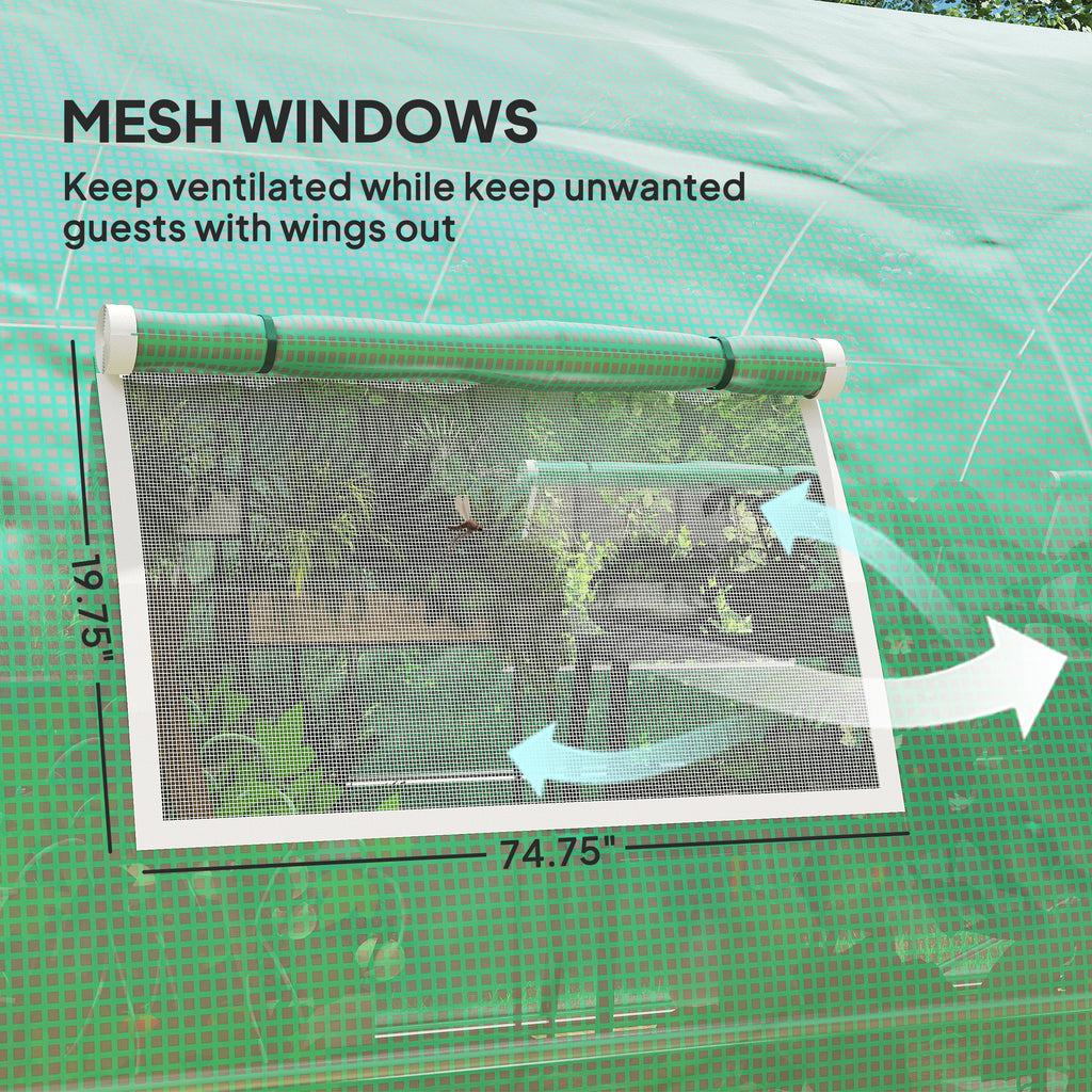 Tunnel Greenhouse Walk-in Plant Warm House With 2 Hinged Doors