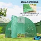 Large Polytunnel Walk In Greenhouse, Plant Gardening Tunnel Green House With Metal Hinged Door, Galvanised Steel Frame & Mesh Windows, Green (3 X 6 M)