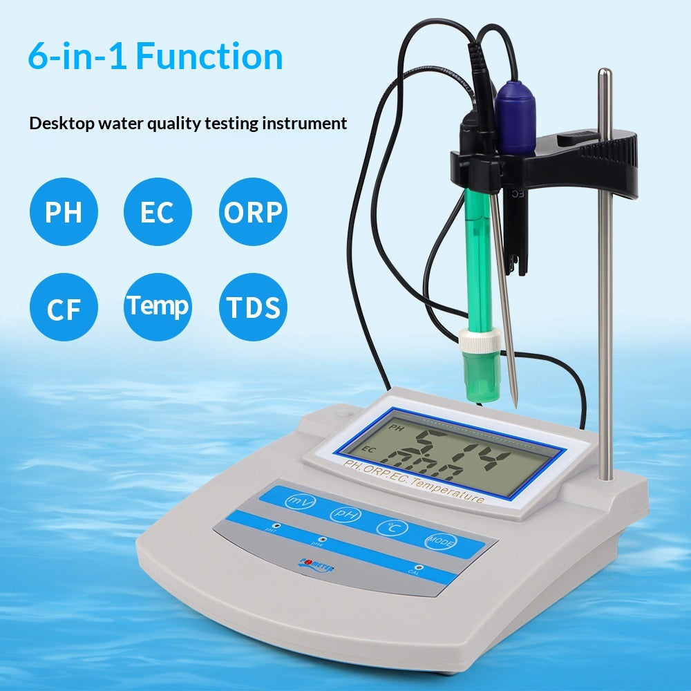 Desktop Digital Display Temperature 6-in-1 PH Meter Water Quality Tester