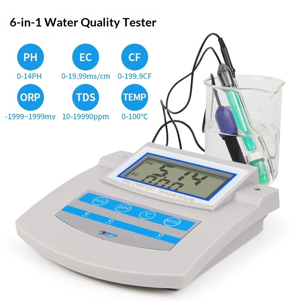 Desktop Digital Display Temperature 6-in-1 PH Meter Water Quality Tester