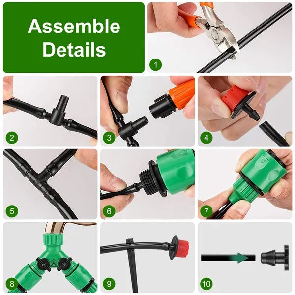 164FT Drip Irrigation Kit Automatic Garden Irrigation System Misting Plant Watering Drip Kit For Garden Greenhouse Flower Bed Patio Lawn