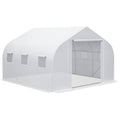 11.5' x 10' x 6.5' Walk-in Greenhouse, Tunnel Green House with Zippered Mesh Door and 6 Mesh Windows, Gardening Plant Hot House with Galvanized Steel Frame, White