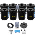 DWC Hydroponic System, 5 Gallon 8 Buckets, Deep Water Culture Growing Bucket, Hydroponics Grow Kit With Pump, Air Stone And Water Level Device, For Indoor Outdoor Leafy Vegetables